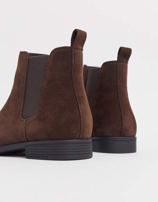 ASOS DESIGN Braune Chelsea Boots in Wildlederoptik