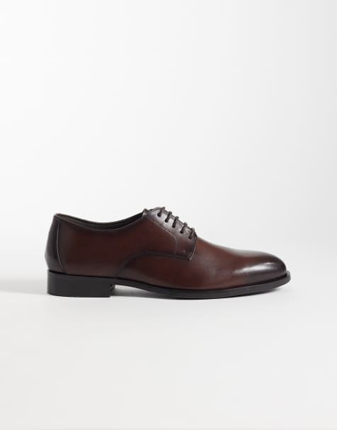 ASOS DESIGN – Braune Derby-Schnürschuhe aus Leder - view 1