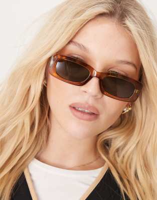 ASOS DESIGN - Braune, mittelgroß eckige Sonnenbrille