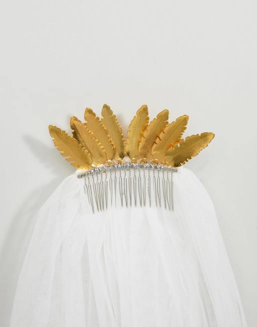ASOS DESIGN – Brautschleier mit Metallblatt und Kristallperlen, 3 von 4