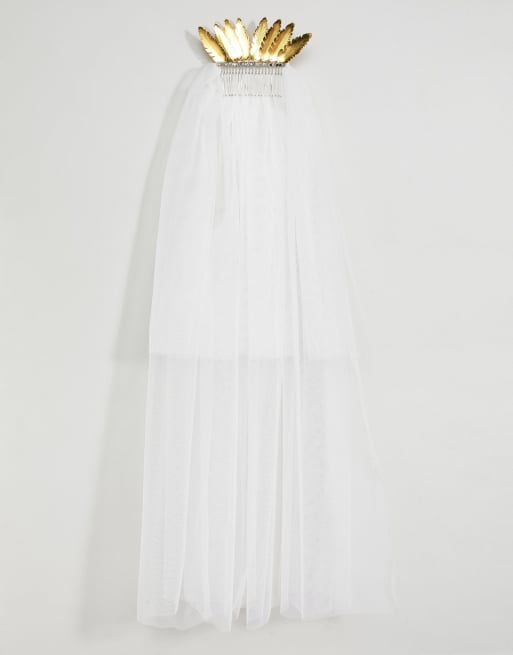 ASOS DESIGN – Brautschleier mit Metallblatt und Kristallperlen, 4 von 4