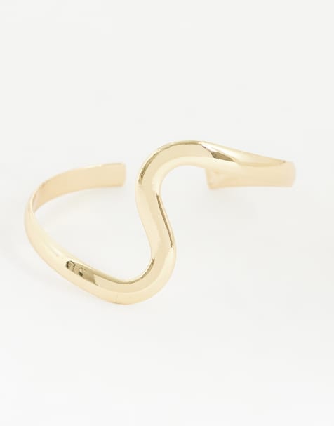 ASOS DESIGN - Brazalete dorado abierto con diseño ondulado - view 1