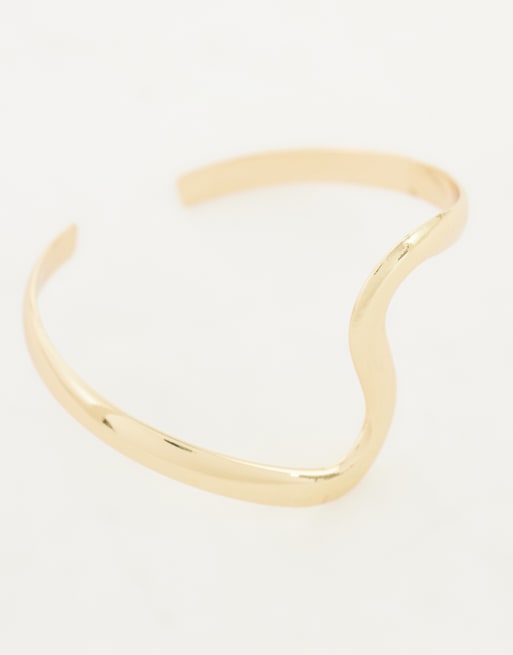 ASOS DESIGN - Brazalete dorado abierto con diseño ondulado, 3 de 3