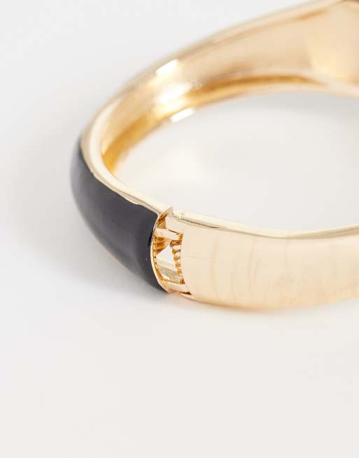 ASOS DESIGN - Brazalete dorado y negro de resina, 2 de 3