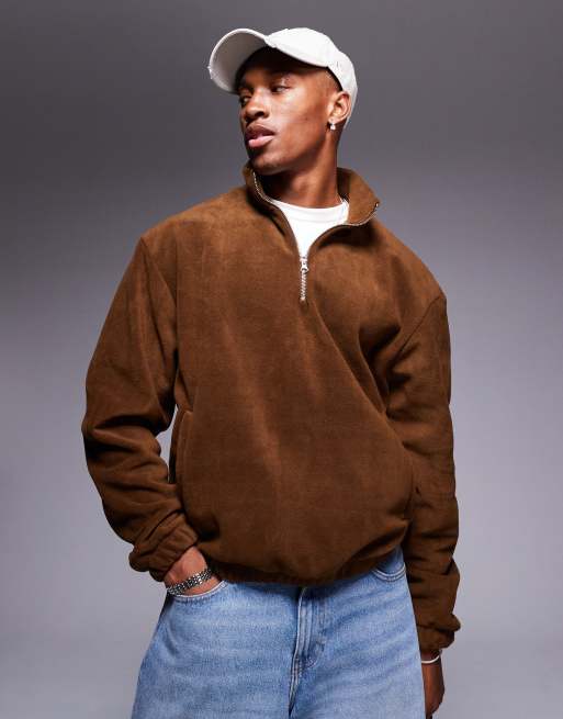 ASOS DESIGN – Brązowa bluza o pudełkowym kroju oversize z polaru
