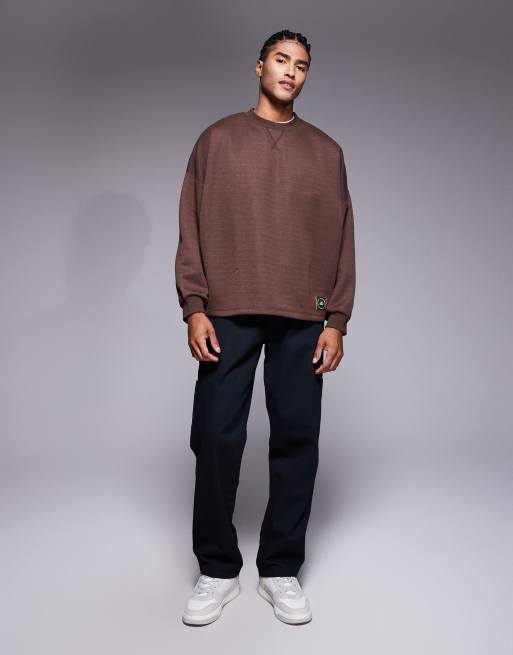 ASOS DESIGN – Brązowa bluza o waflowej strukturze, 2 z 5