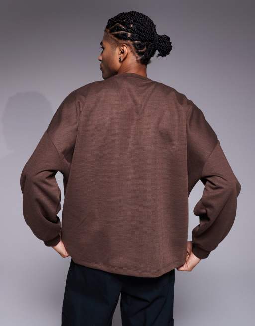 ASOS DESIGN – Brązowa bluza o waflowej strukturze, 3 z 5