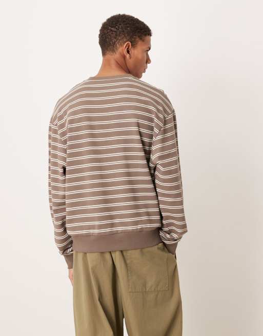 ASOS DESIGN – Brązowa bluza w paski o luźnym kroju, 3 z 5