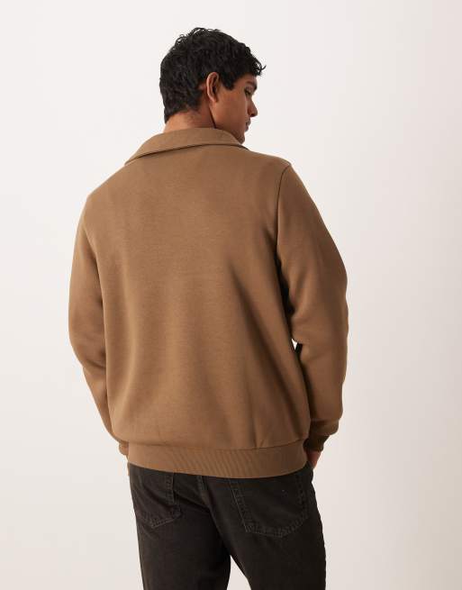 ASOS DESIGN – Brązowa bluza z kołnierzykiem polo i napisem, 3 z 5