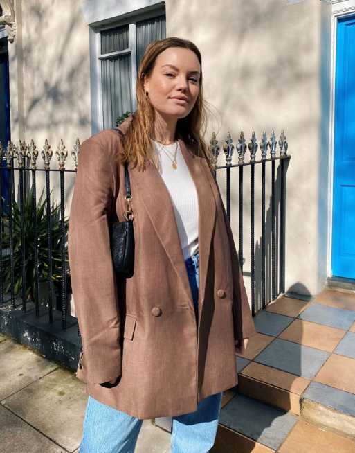 ASOS DESIGN – Brązowa dopasowana marynarka