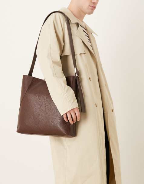 ASOS DESIGN – Brązowa, duża torba crossbody z imitacji skóry - view 1