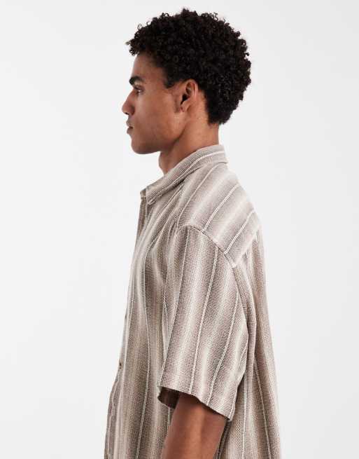 ASOS DESIGN – Brązowa fakturowana koszula oversize w paski, 5 z 6