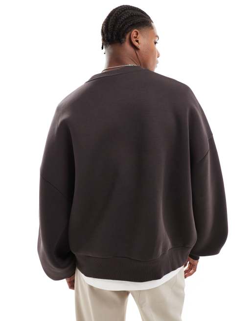 ASOS DESIGN – Brązowa gruba bluza extreme oversize z materiału typu nurek, 2 z 4