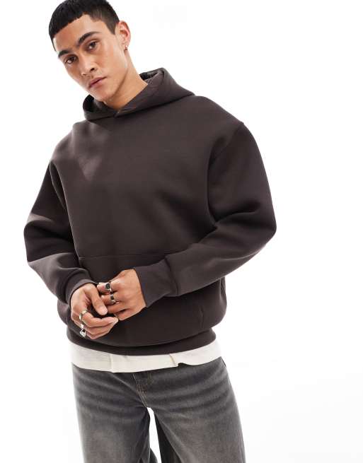 ASOS DESIGN – Brązowa gruba bluza oversize z kapturem z materiału scuba