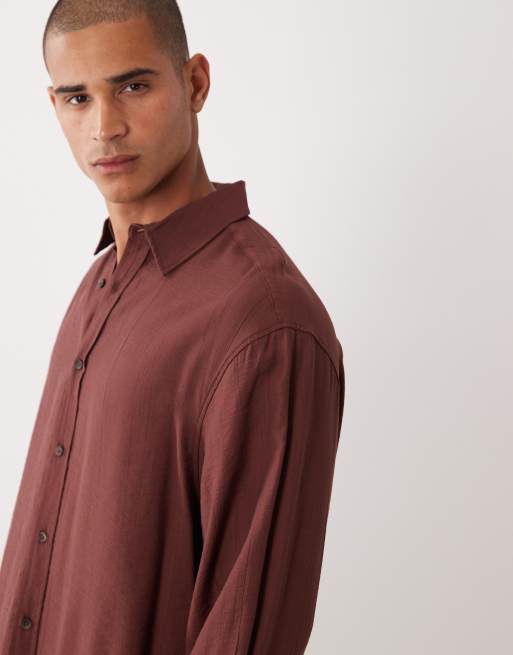 ASOS DESIGN – Brązowa koszula oversize o gniecionej fakturze, 4 z 5