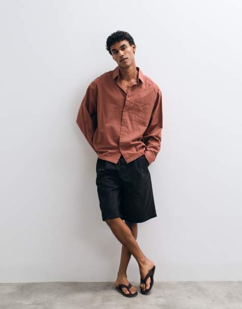 ASOS DESIGN – Brązowa koszula oversize o pudełkowym kroju z kory - view 1