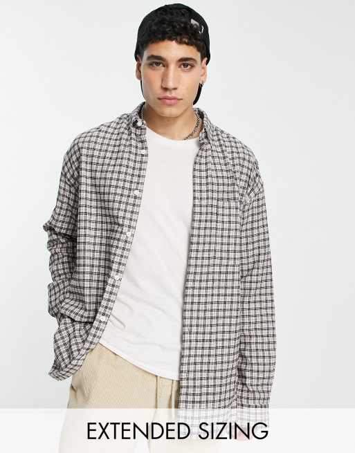ASOS DESIGN – Brązowa koszula oversize w kratę w stylu lat 90.