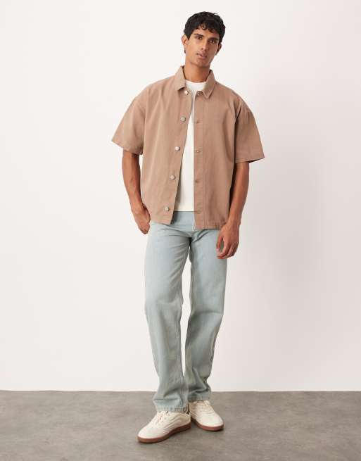 ASOS DESIGN – Brązowa koszula oversize z krótkimi rękawami, 2 z 5