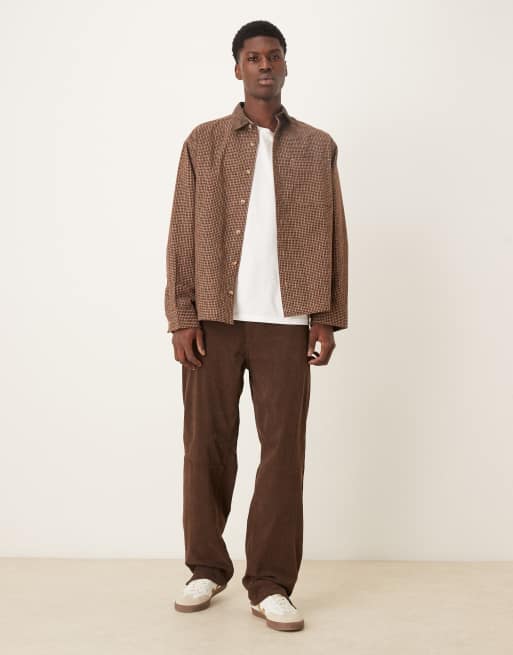 ASOS DESIGN – Brązowa koszula oversize z mieszanki wełny w kratkę, 2 z 5