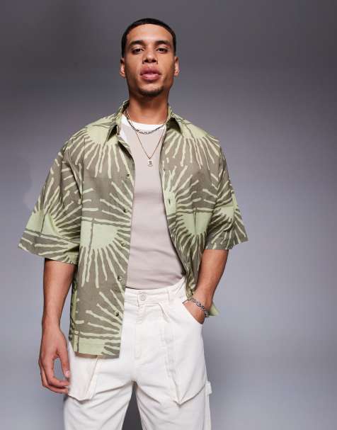 ASOS DESIGN oversized shirt with sun print in brown