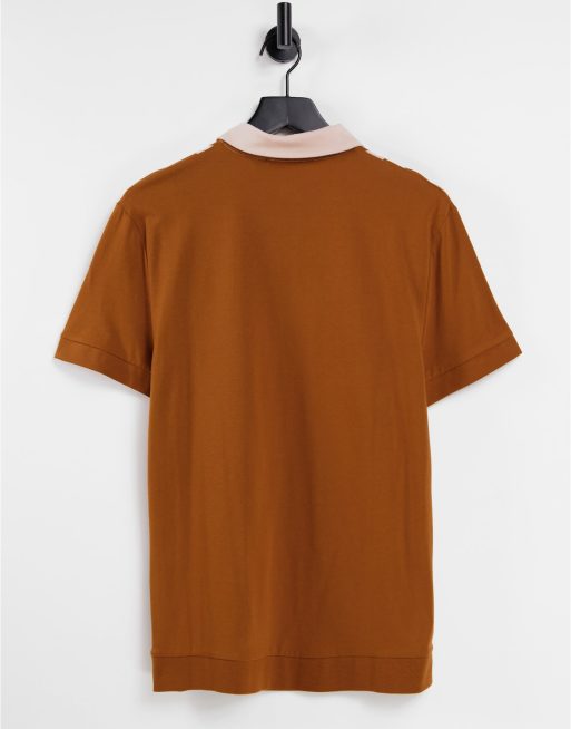 ASOS DESIGN – Brązowa koszulka polo z blokami kolorów w stylu retro, 2 z 4