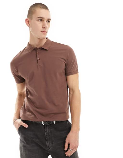 ASOS DESIGN – Brązowa koszulka polo z piki