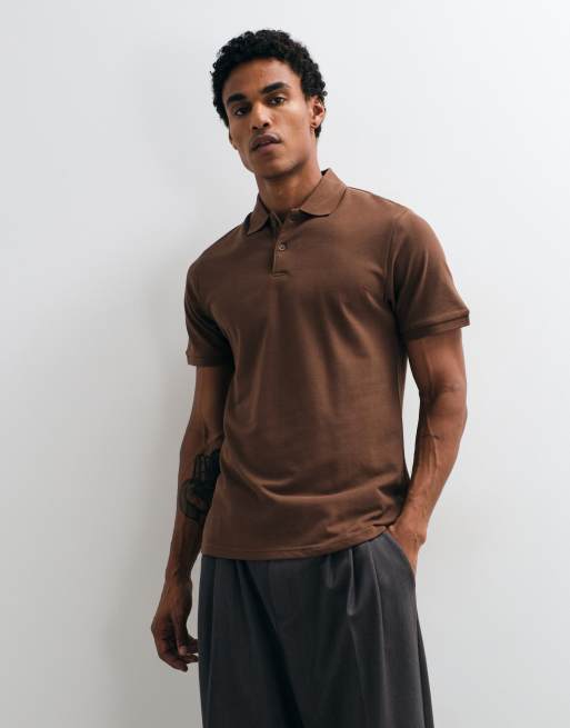 ASOS DESIGN brązowa koszulka polo z piki, 3 z 10