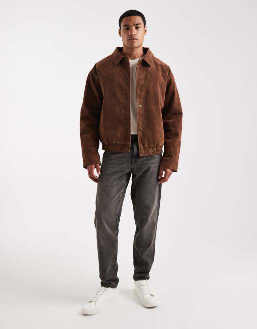 ASOS DESIGN – Brązowa kurtka bomberka oversize z imitacji zamszu , 2 z 5