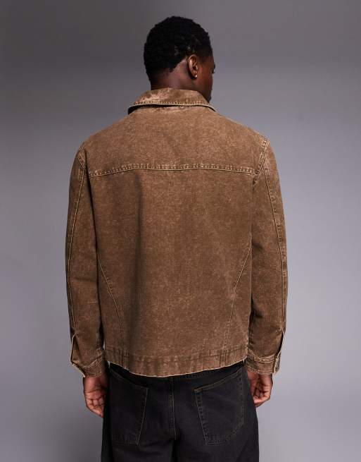 ASOS DESIGN – Brązowa kurtka Harrington z efektem sprania, 3 z 5