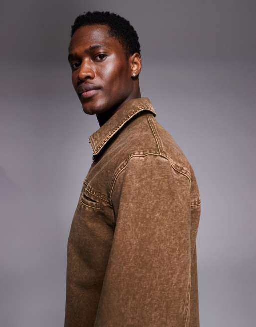 ASOS DESIGN – Brązowa kurtka Harrington z efektem sprania, 4 z 5
