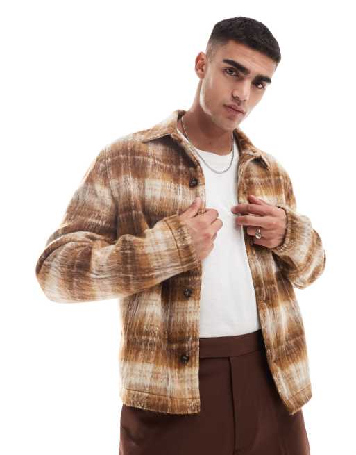 ASOS DESIGN – Brązowa kurtka koszulowa z imitacji wełny, 2 z 4