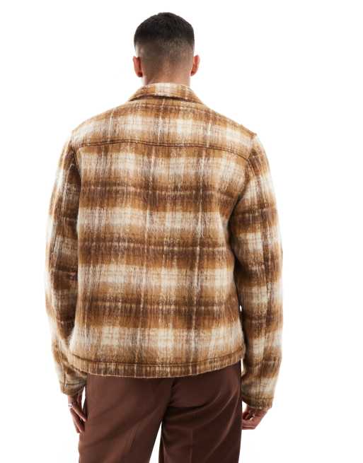 ASOS DESIGN – Brązowa kurtka koszulowa z imitacji wełny, 3 z 4