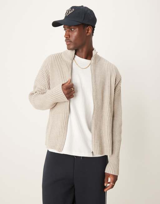 ASOS DESIGN – Brązowa kurtka o pudełkowym kroju oversize z grubej dzianiny 