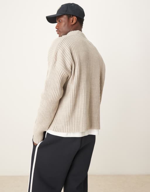 ASOS DESIGN – Brązowa kurtka o pudełkowym kroju oversize z grubej dzianiny , 2 z 4