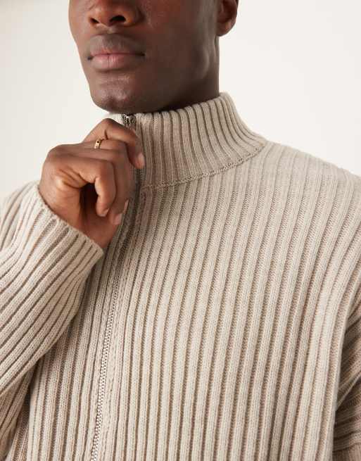 ASOS DESIGN – Brązowa kurtka o pudełkowym kroju oversize z grubej dzianiny , 3 z 4