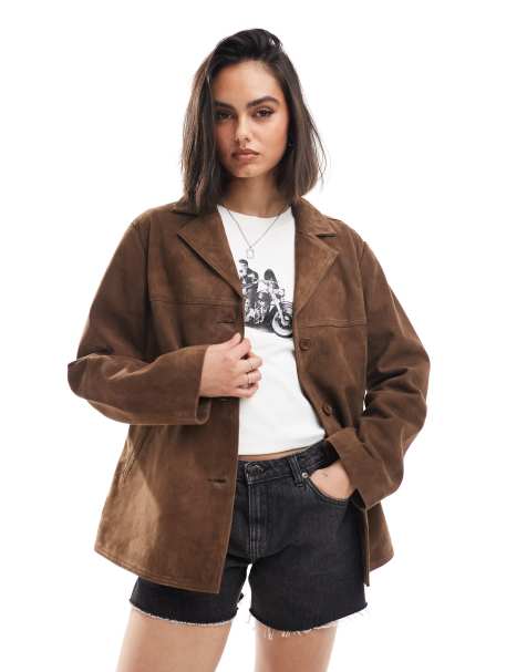 ASOS DESIGN – Brązowa kurtka z prawdziwego zamszu, w stylu lat 70. - view 1