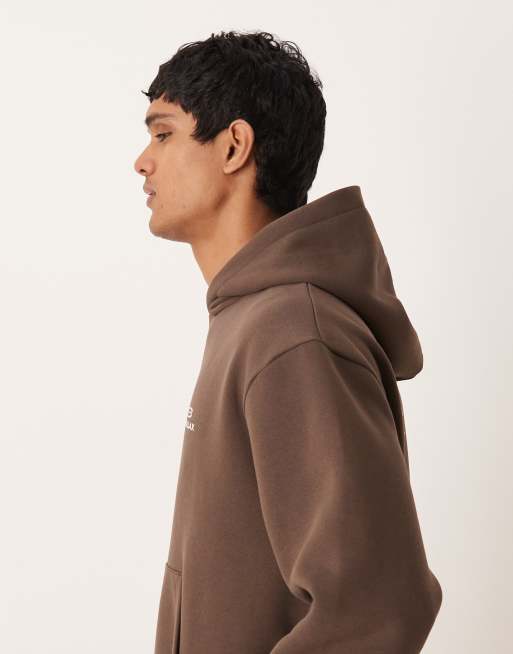 ASOS DESIGN – Brązowa luźna bluza z kapturem z nadrukiem logo, 4 z 5