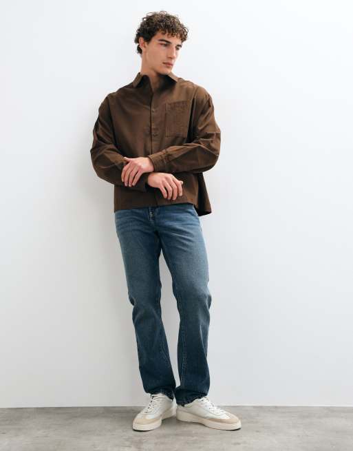 ASOS DESIGN – Brązowa popelinowa koszula oversize o pudełkowym kroju, 2 z 5