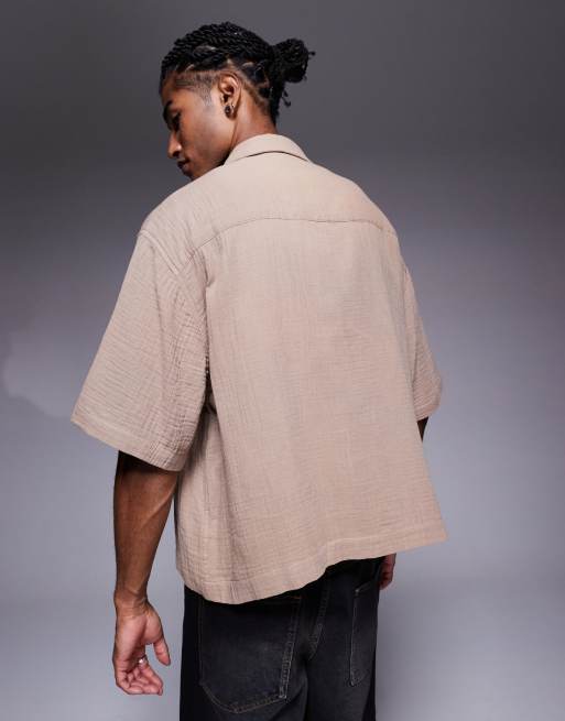ASOS DESIGN – Brązowa pudełkowa koszula oversize z kieszeniami, 4 z 4