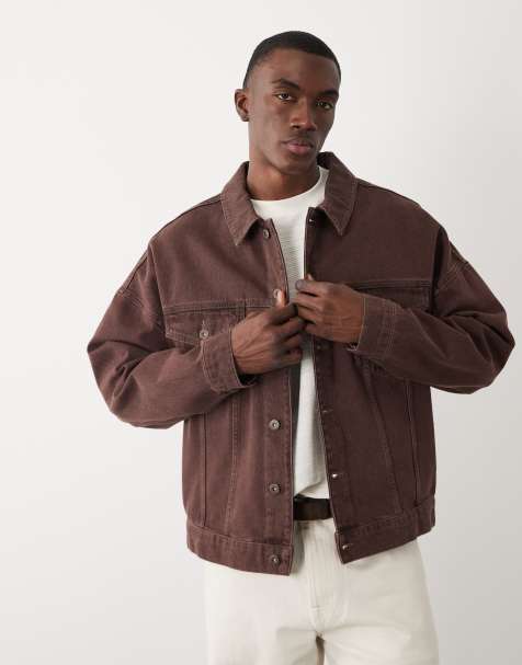 ASOS DESIGN – Brązowa sprana kurtka jeansowa typu trucker oversize - view 1