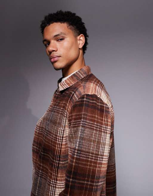 ASOS DESIGN – Brązowa szczotkowana koszula wierzchnia w kratę, 3 z 5