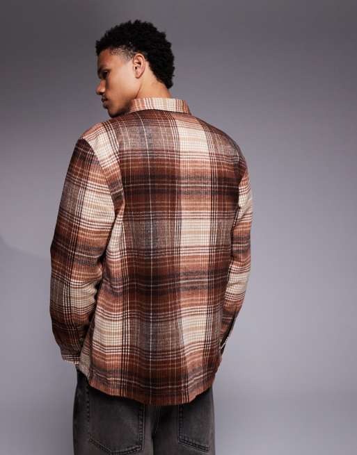 ASOS DESIGN – Brązowa szczotkowana koszula wierzchnia w kratę, 4 z 5