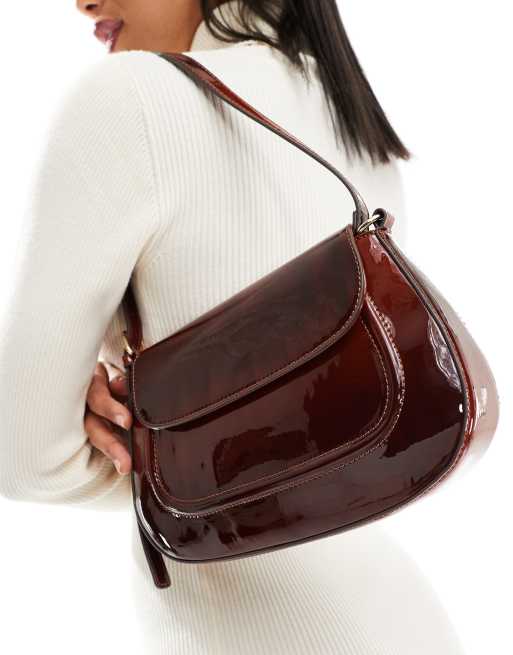 ASOS DESIGN – Brązowa torebka na ramię z klapą z efektem ombre