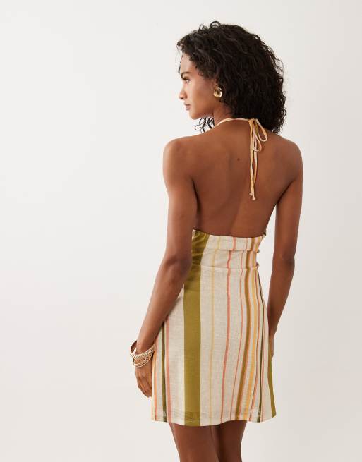 ASOS DESIGN – Brązowa trapezowa sukienka mini z dekoltem typu halter, 4 z 4