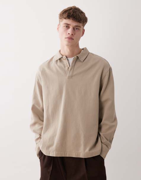 ASOS DESIGN – Brązowa zakładana przez głowę fakturowana koszula - view 1