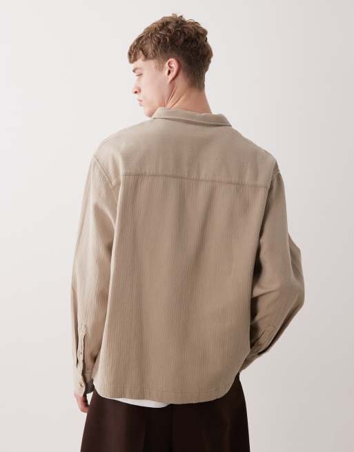 ASOS DESIGN – Brązowa zakładana przez głowę fakturowana koszula, 3 z 5