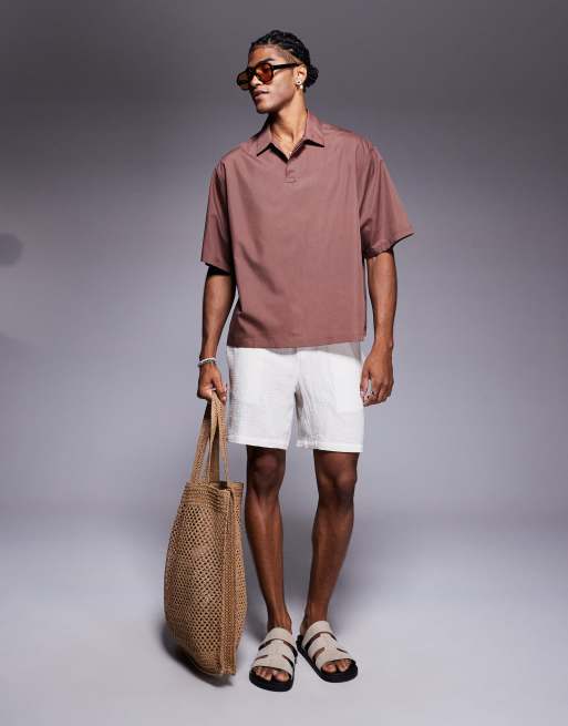 ASOS DESIGN – Brązowa zakładana przez głowę koszula o pudełkowym kroju oversize, 2 z 4