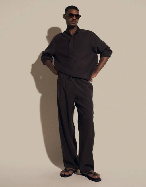 ASOS DESIGN – Brązowy zestaw z lejącego materiału, 2 z 3