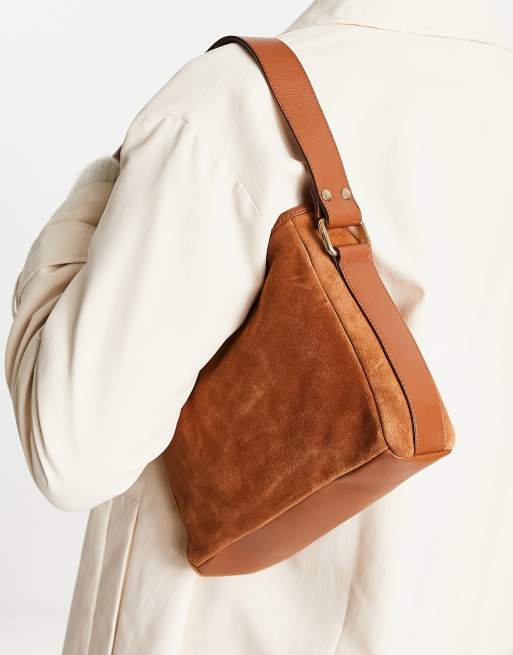 ASOS DESIGN – Brązowa zamszowa torebka na ramię , 2 z 4