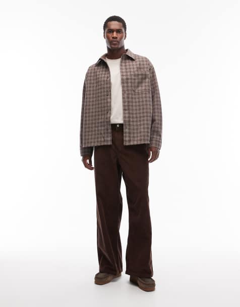 ASOS DESIGN loose trousers in brown corduroy